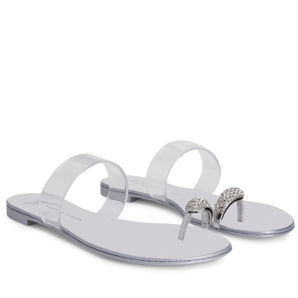 Giuseppe Zanotti Ring PVC Rock 10 Infradito Jeweled Toe Ring Sandal Size 40.5